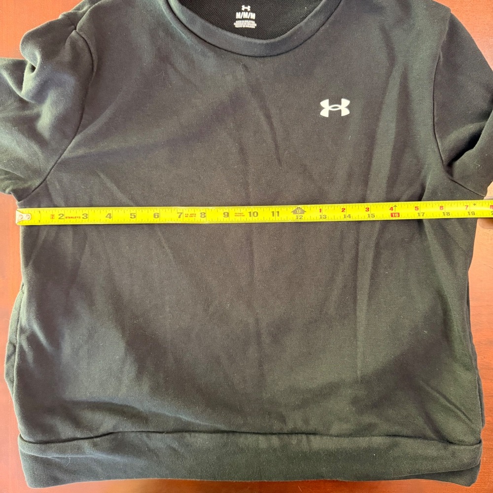 Under Armour Womens M Black Rival Terry Crewneck Sweatshirt Side Pockets - Picture 5 of 6